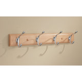 Estante de pared de madera de París con 4 ganchos Beige/Natural/Arena