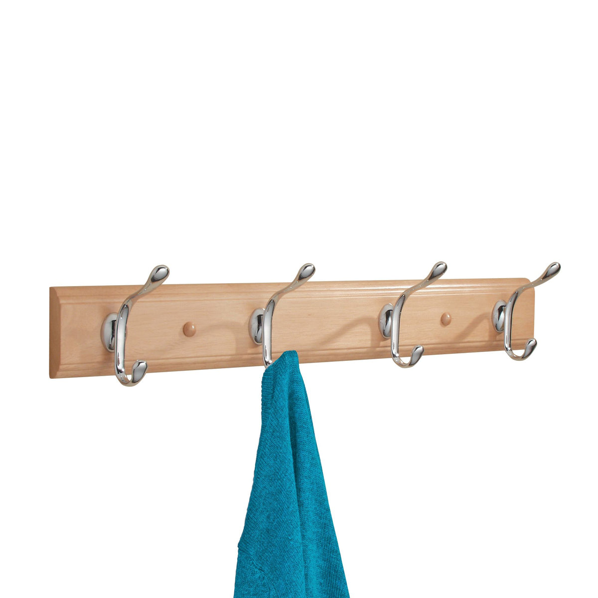 Estante de pared de madera de París con 4 ganchos Beige/Natural/Arena