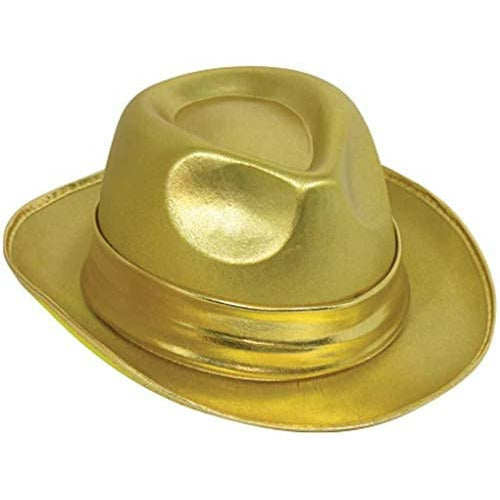 Sombrero fedora de lamé dorado