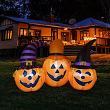 Hinchables de Halloween de 6 pies para exterior con combinación de calabaza y sombrero de mago