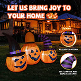 Hinchables de Halloween de 6 pies para exterior con combinación de calabaza y sombrero de mago