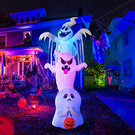 Inflable de Halloween de 3 metros con fantasmas superpuestos