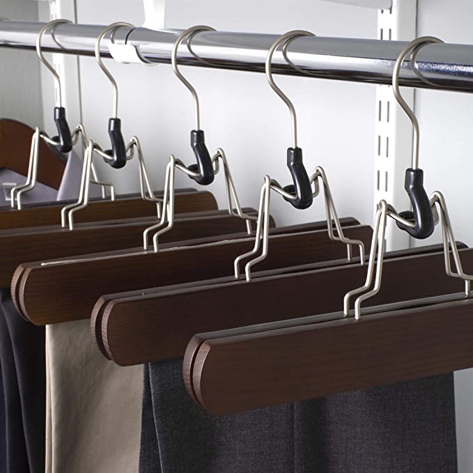 Percha para falda-pantalón de lujo con pinza, juego de 4, color café