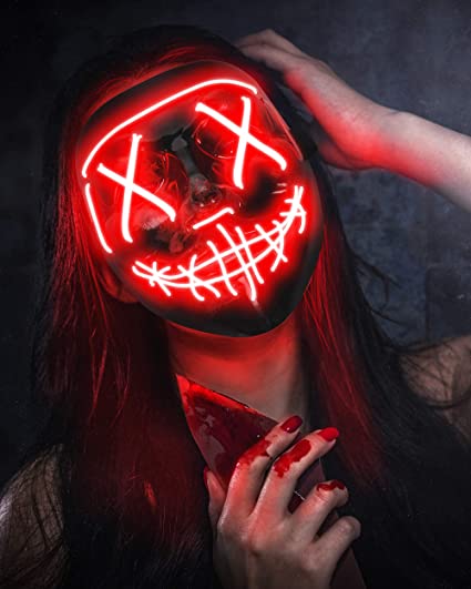 Máscara Roja Inspirada en la Purga con Luz de Neón