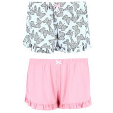 Paquete de 2 shorts de pijama con estampado de coral y volantes