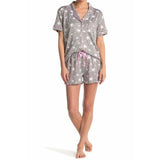 Conjunto de pijama de lujo con muesca Cozy Gris jaspeado