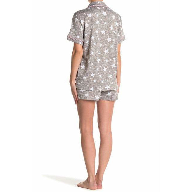 Conjunto de pijama de lujo con muesca Cozy Gris jaspeado