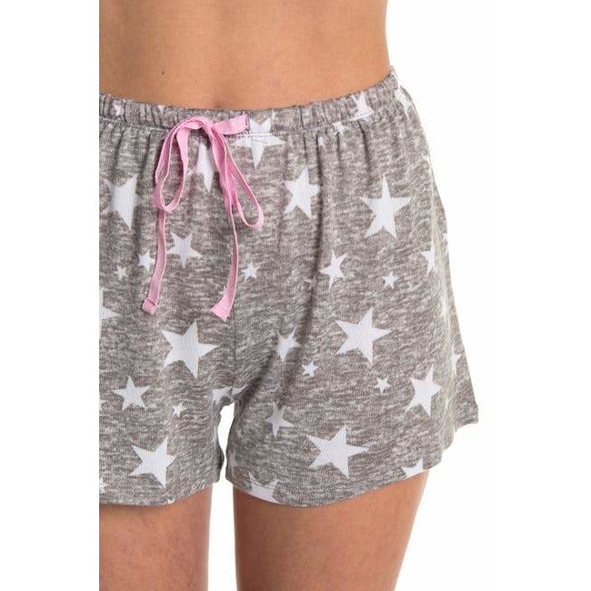 Conjunto de pijama de lujo con muesca Cozy Gris jaspeado