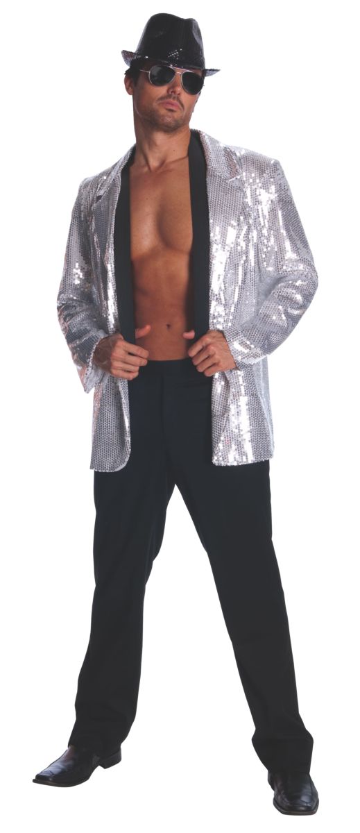 CHAQUETA DE LENTEJUELAS PARA HOMBRE PLATEADA