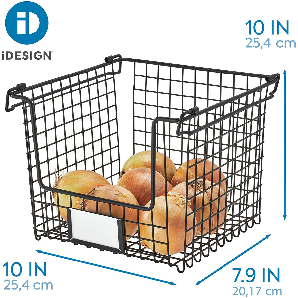 Cesta apilable 25.4 cm x 25.4 cm x 19.69 cm Negro mate