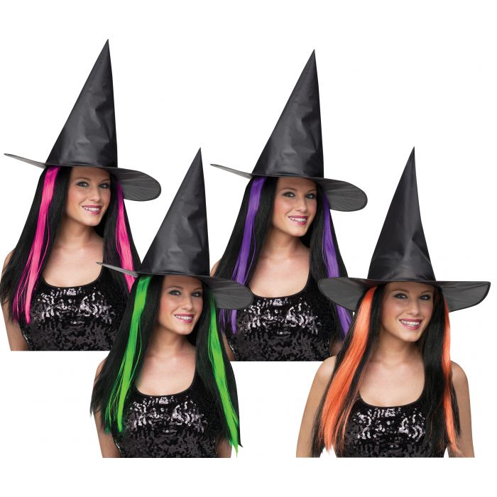 Sombrero de tafetán con cabello en 4 colores