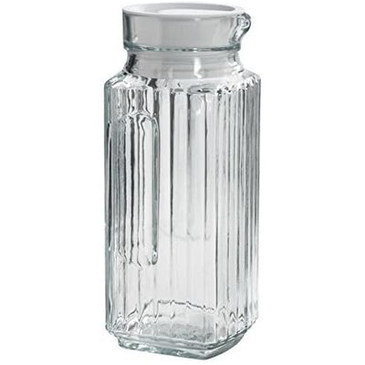 Jarra de cristal con tapón blanco de 1 cuarto de galón