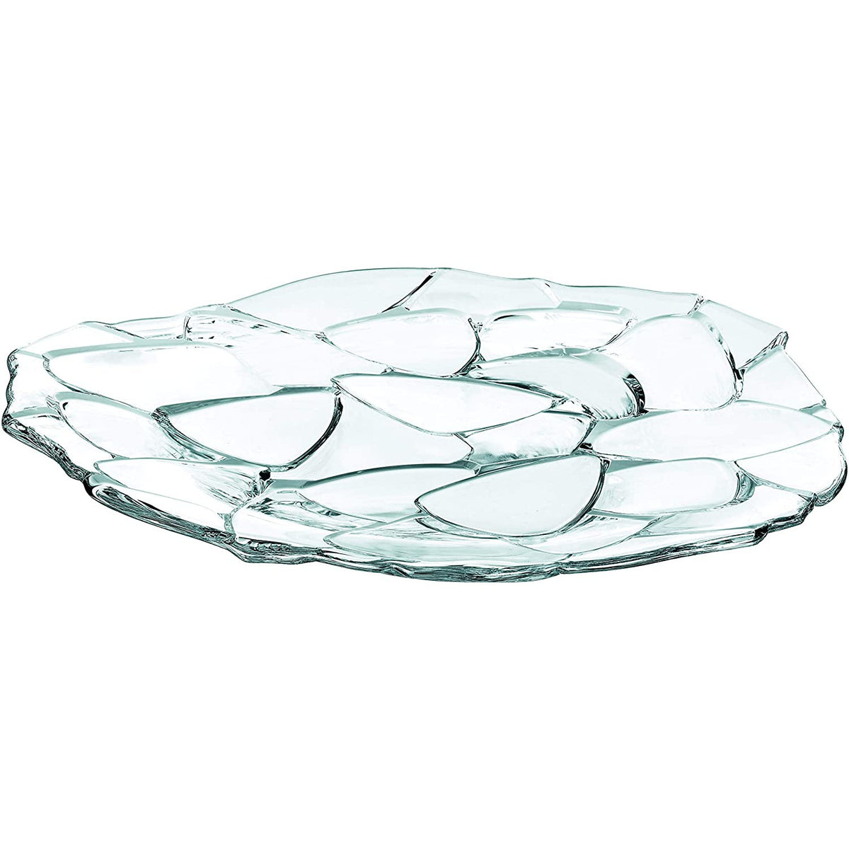 Plato Cargador de Pétalos de Vidrio 12" Transparente