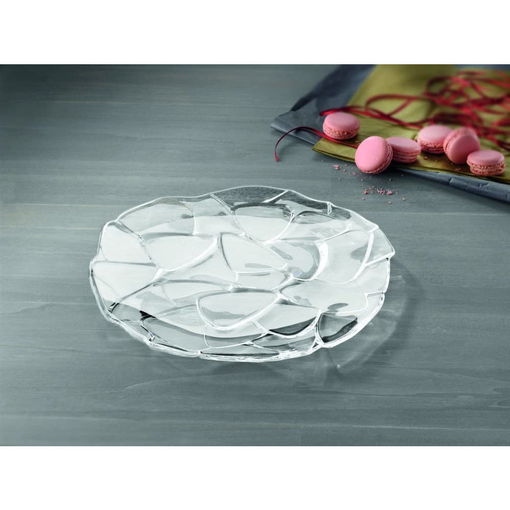 Plato Cargador de Pétalos de Vidrio 12" Transparente
