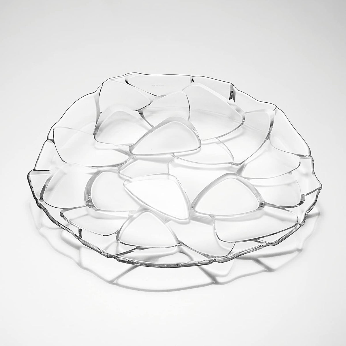 Plato Cargador de Pétalos de Vidrio 12" Transparente