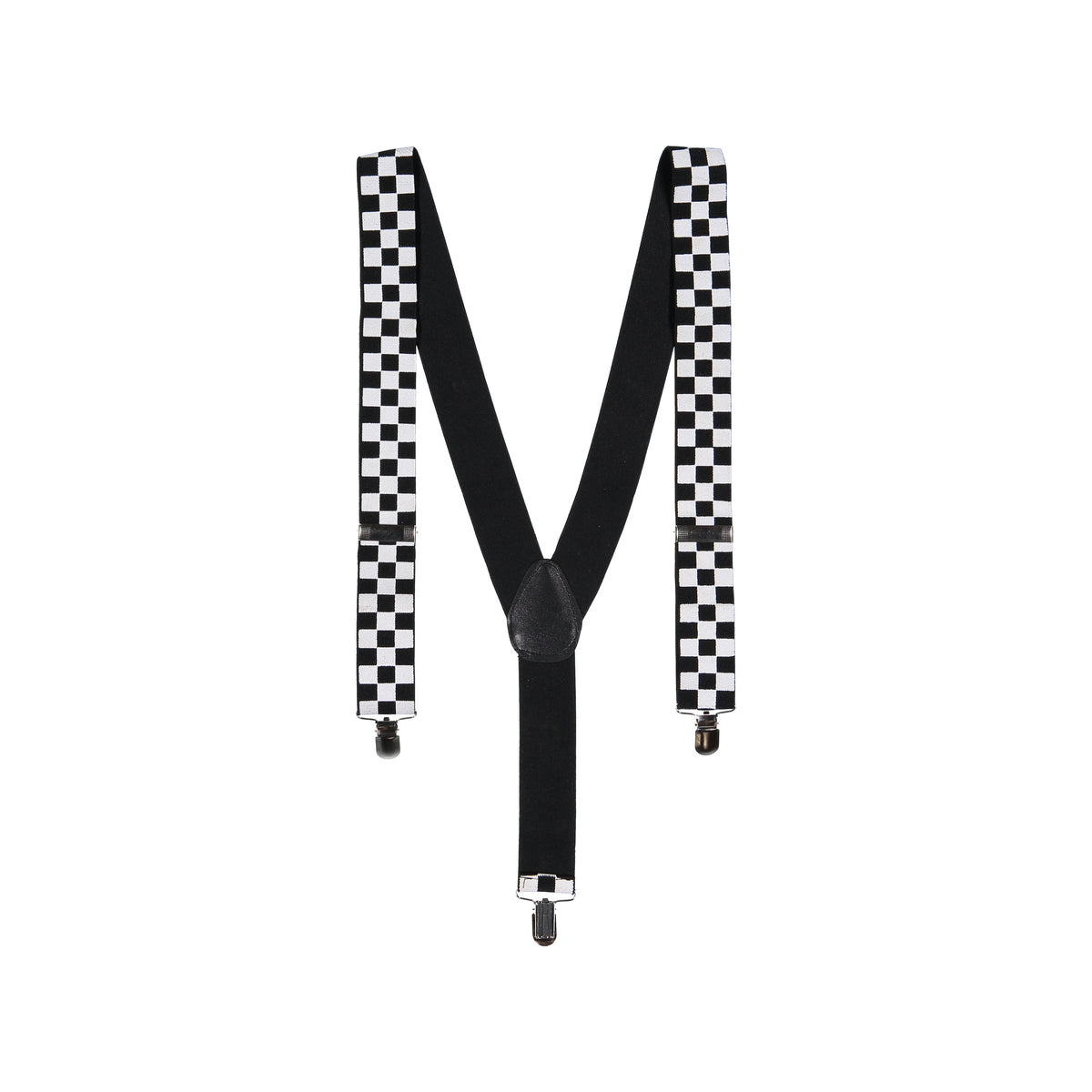 BLACK & WHITE CHECKERED SUSPENDERS