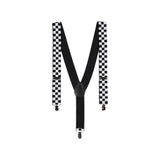 BLACK & WHITE CHECKERED SUSPENDERS
