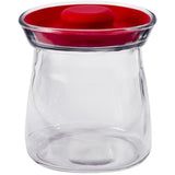 Tarro de vidrio de estudio con tapa de silicona roja de 48 oz
