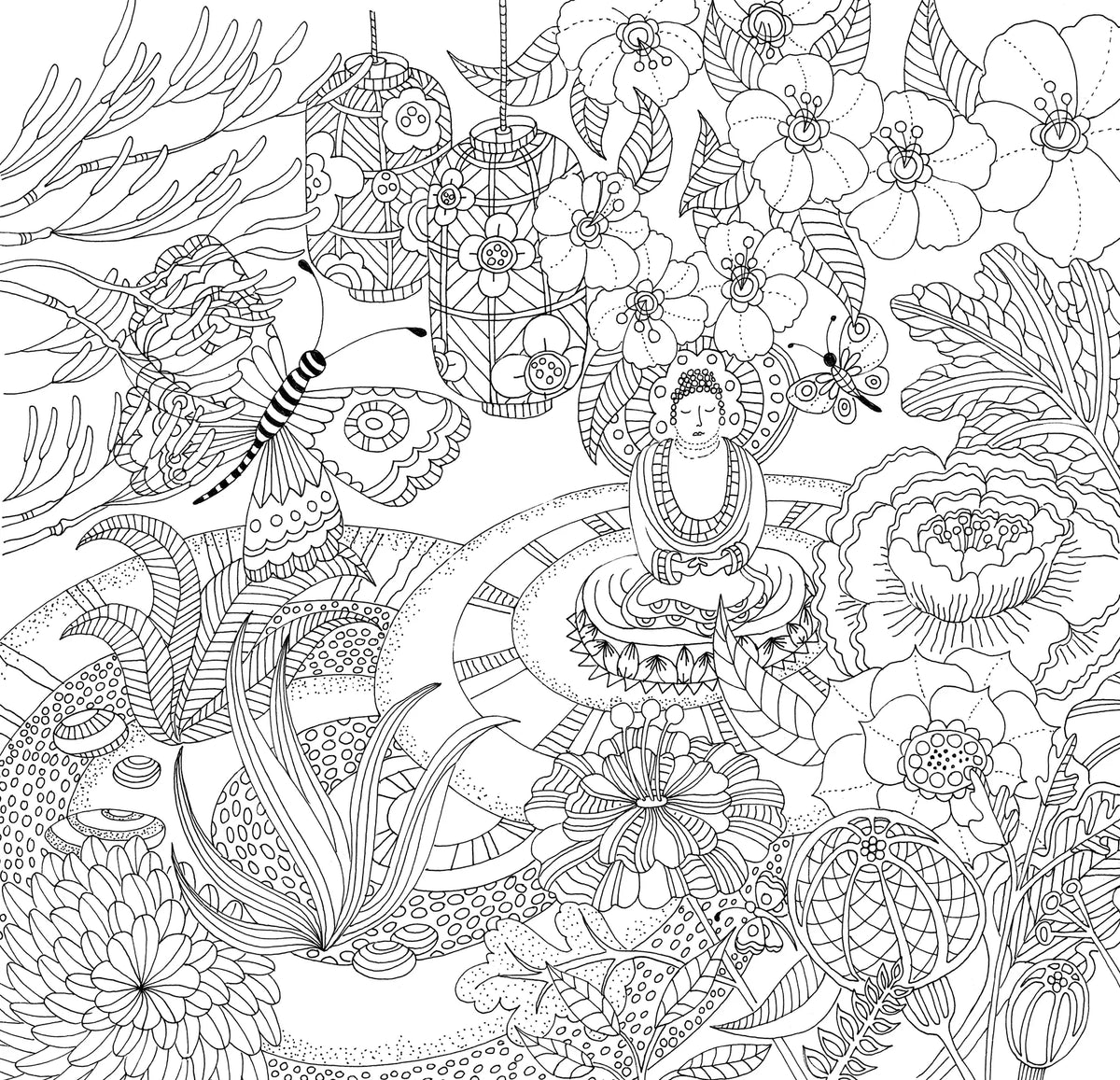 Libro de colorear de un artista para jardines zen