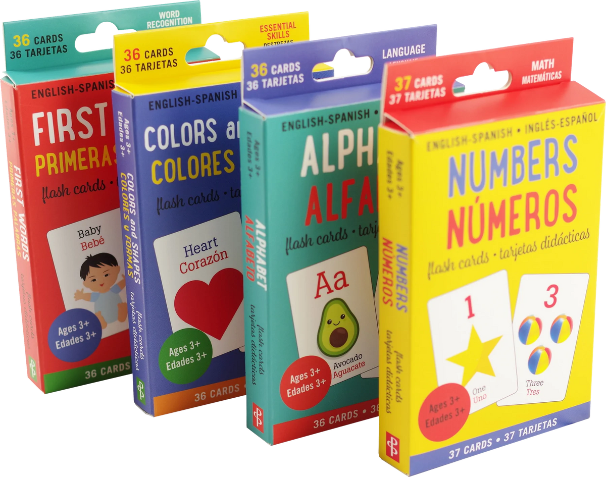 Paquete Económico de Tarjetas Didácticas Bilingües Inglés-Español (Juego de 4)