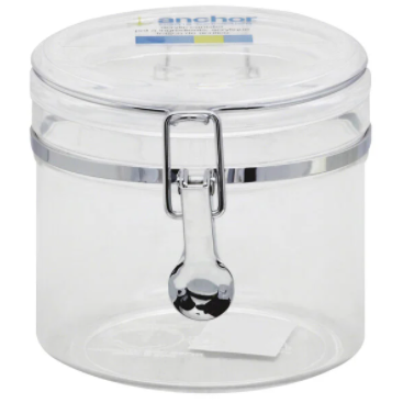 Recipiente redondo de acrílico de 32 oz con tapa de abrazadera
