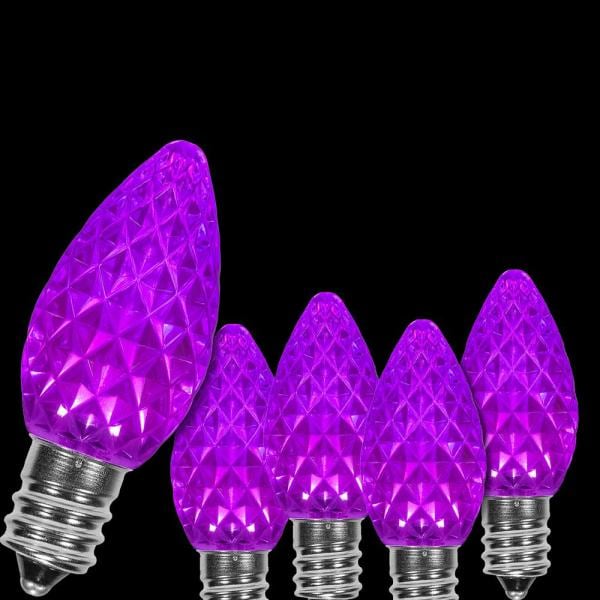 Guirnalda de luces LED C6 de 35 focos, cable morado/negro