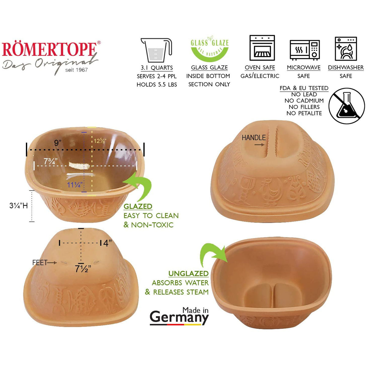 Olla de barro esmaltada