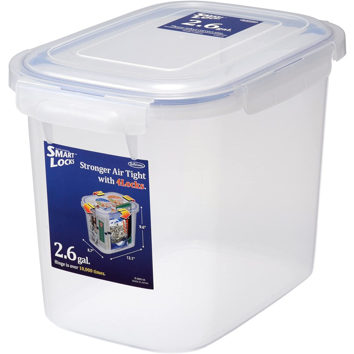 Contenedor de almacenamiento con cierre en 4 lados de 2.6 galones