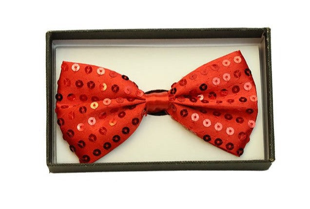 CORBATA DE MOÑO DE LENTEJUELAS ROJA