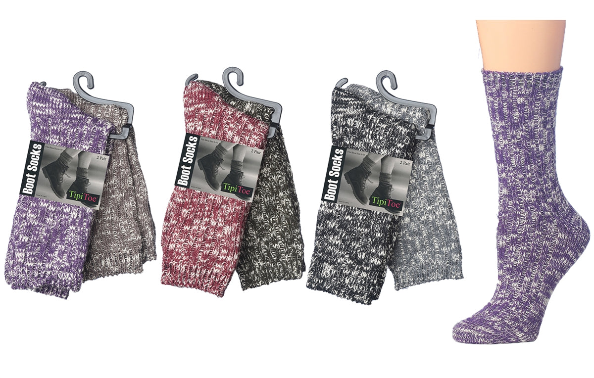 Calcetines de lana para botas para mujer (paquete de 2)