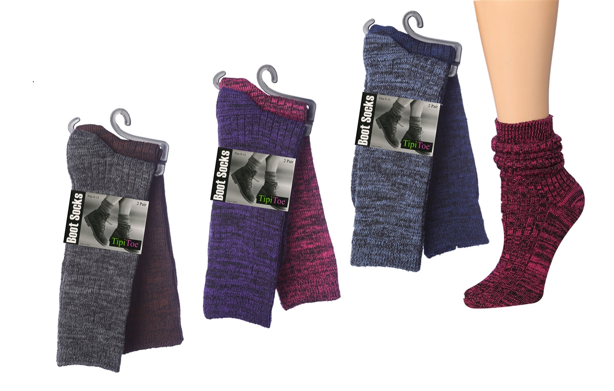 Calcetines de bota jaspeados para mujer - Paquete de 2