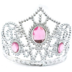 Tiara plateada con gemas rosas
