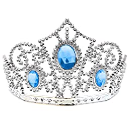 Tiara plateada con gemas azules
