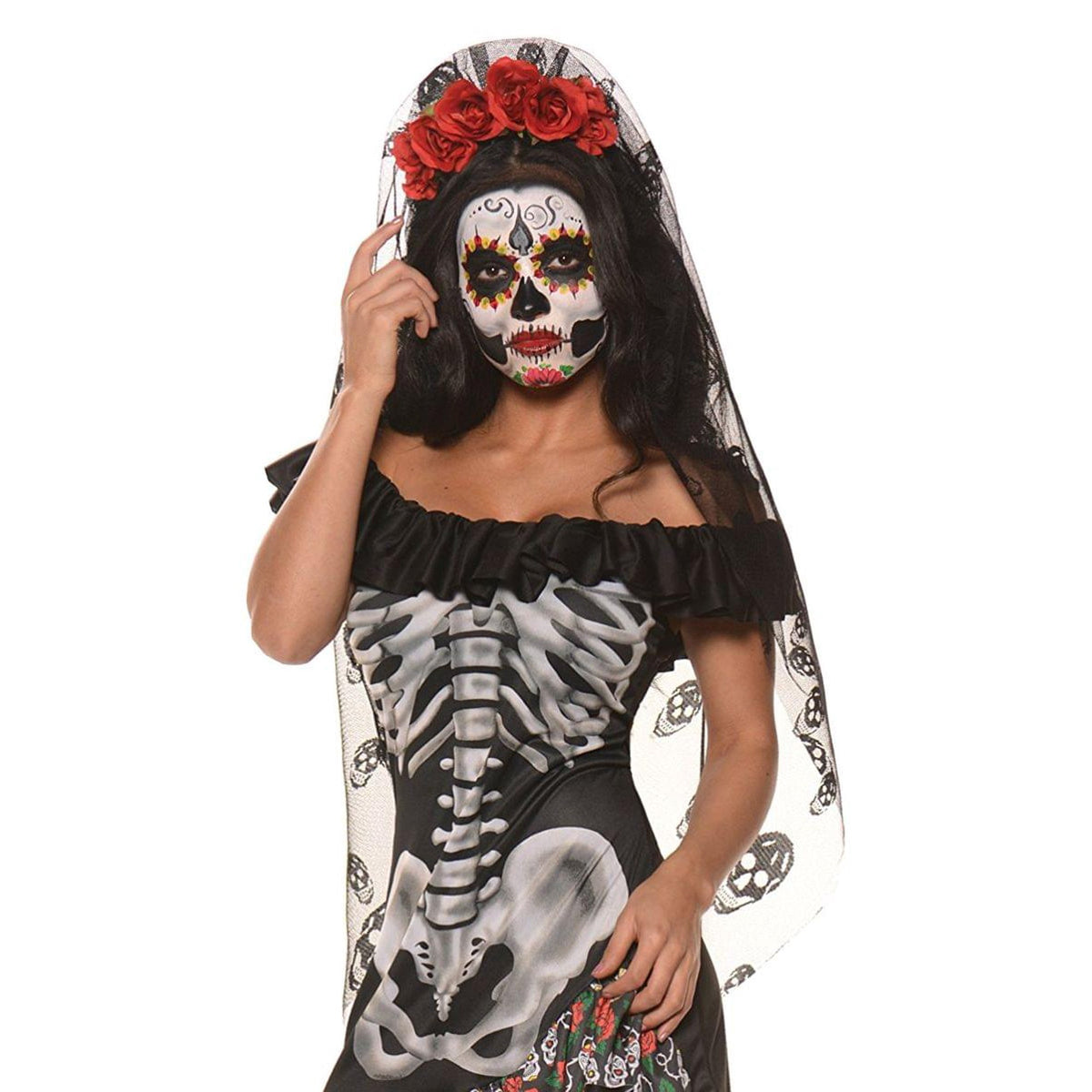 Día de los Muertos - Diadema con velo Mantia (Talla única)