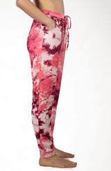 Pantalones deportivos Tie-Dye con bolsillos, rosa fuerte multicolor