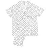 CONJUNTO DE PIJAMA DE CUELLO CON SOLAPA COLOR MARFIL