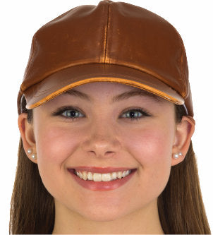 Gorra de piel sintética coñac