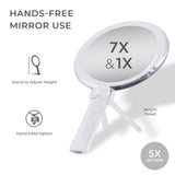 ESPEJO DE MANO DE DOBLE CARA 1X/7X CON SOPORTE DE ACRÍLICO