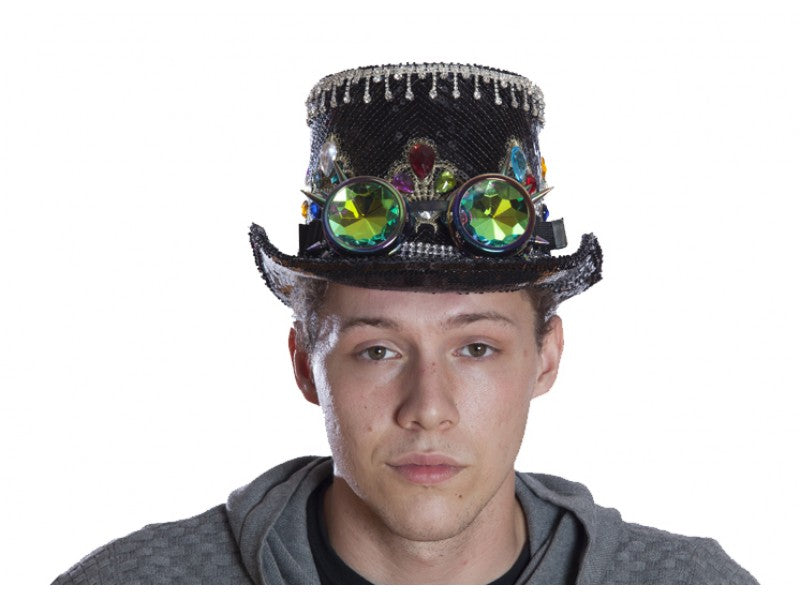 Sombrero de lentejuelas azul brillante para Burning Man