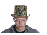 Sombrero Burning Man, chistera pavo real con lentejuelas doradas