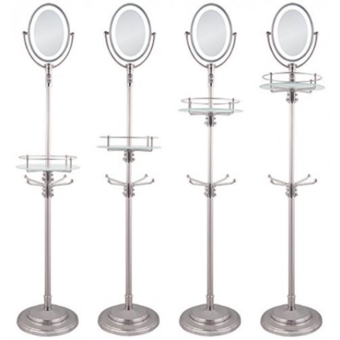 Espejo de pie LED inalámbrico con altura ajustable