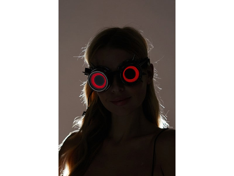 Gafas Steampunk Plateadas de Luz de Neón