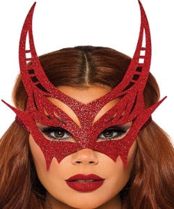 Máscara de diablo brillante roja