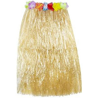 GRASS SKIRT WITH FLOWERED TRIM