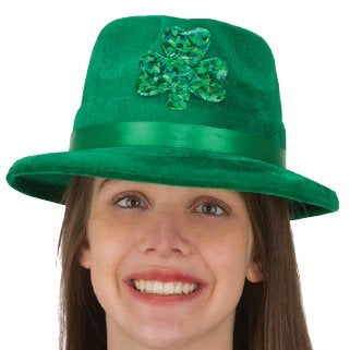 Sombrero Fedeli de Terciopelo Verde con Trébol