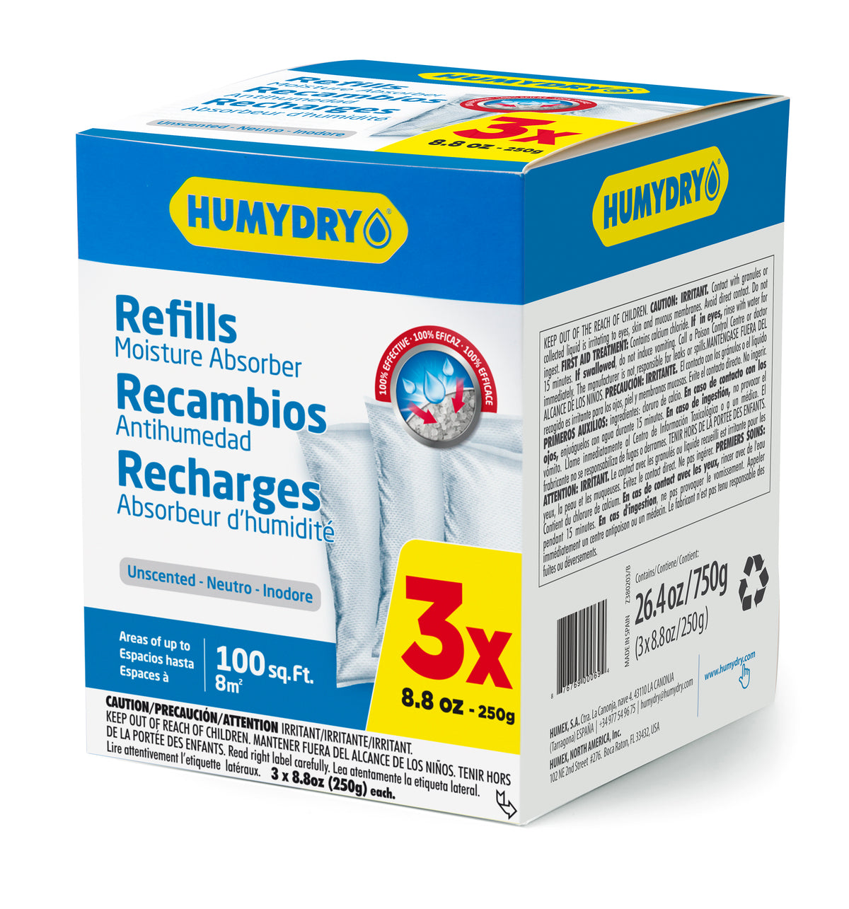 3 recargas sin aroma (3 x 250 g)
