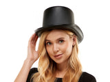 Sombrero de copa de cuero negro