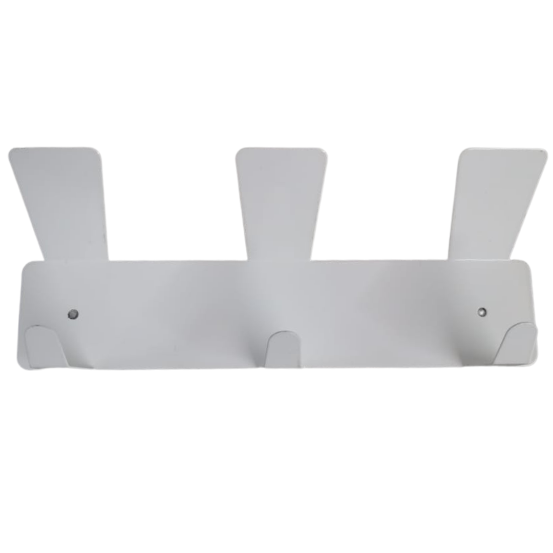 Colgador triple con ganchos para abrigos blanco