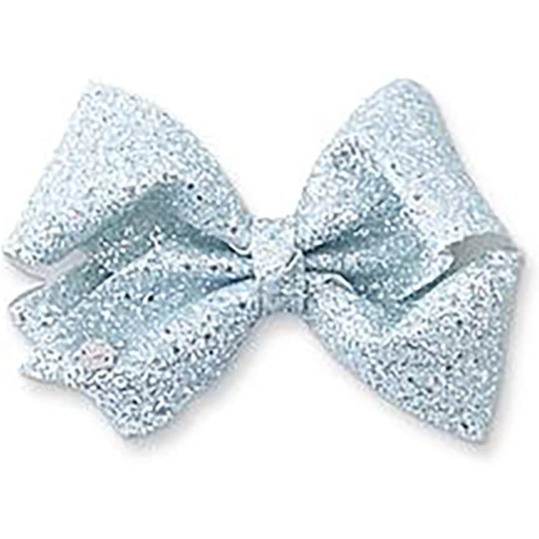 Shimmering Glitter Silver Bow Large