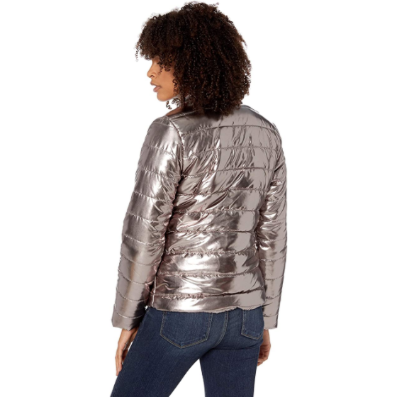 Chaqueta Acolchada para Mujer Rellena a Mano con Alternativa de Plumón Color Bronce